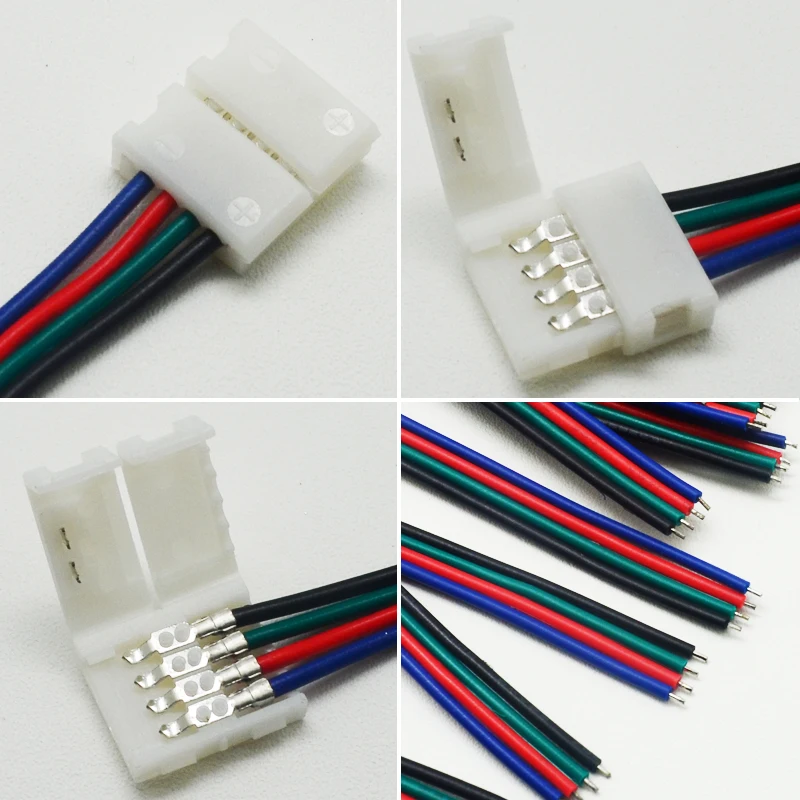 100 шт. аксессуары для светодиодной ленты 10 мм 4pin RGB без пайки кабель печатной платы