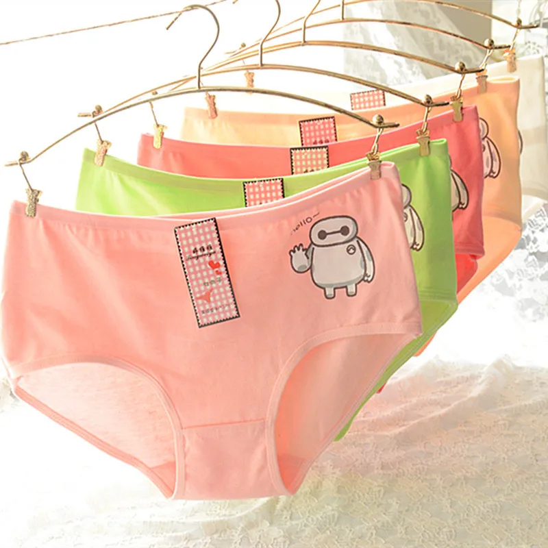 Ms Cotton Cartoon Cute Briefs Candy Colors In Pockets Hip Womens Big