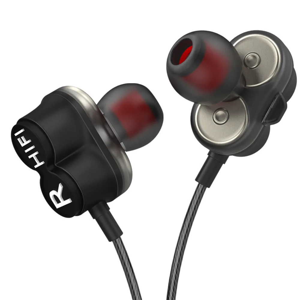 2019 Hot Dual Drive Stereo Wired Earphone In ear Headset Universal Subwoofer With 3 5mm Standard Jack For Tablet Phone