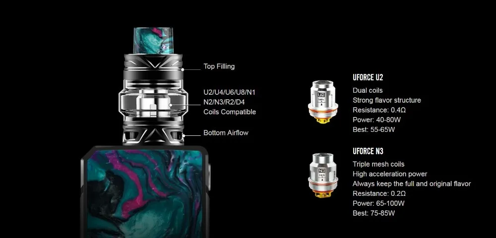 Voopoo Drag 2 TC комплект 177 Вт Drag 2 Коробка мод Vape с 5 мл Uforce T2 SubOhm Танк U2 N3 катушка электронная сигарета испаритель