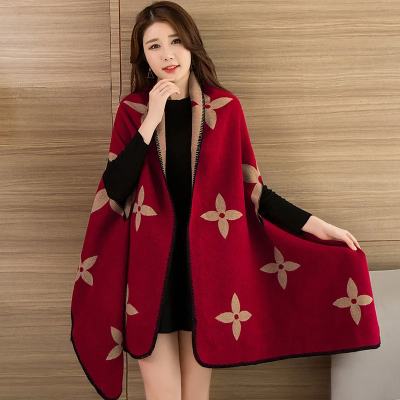 Fashionable Ladies Winter Scarf and Shawls Blanket Print Poncho Women