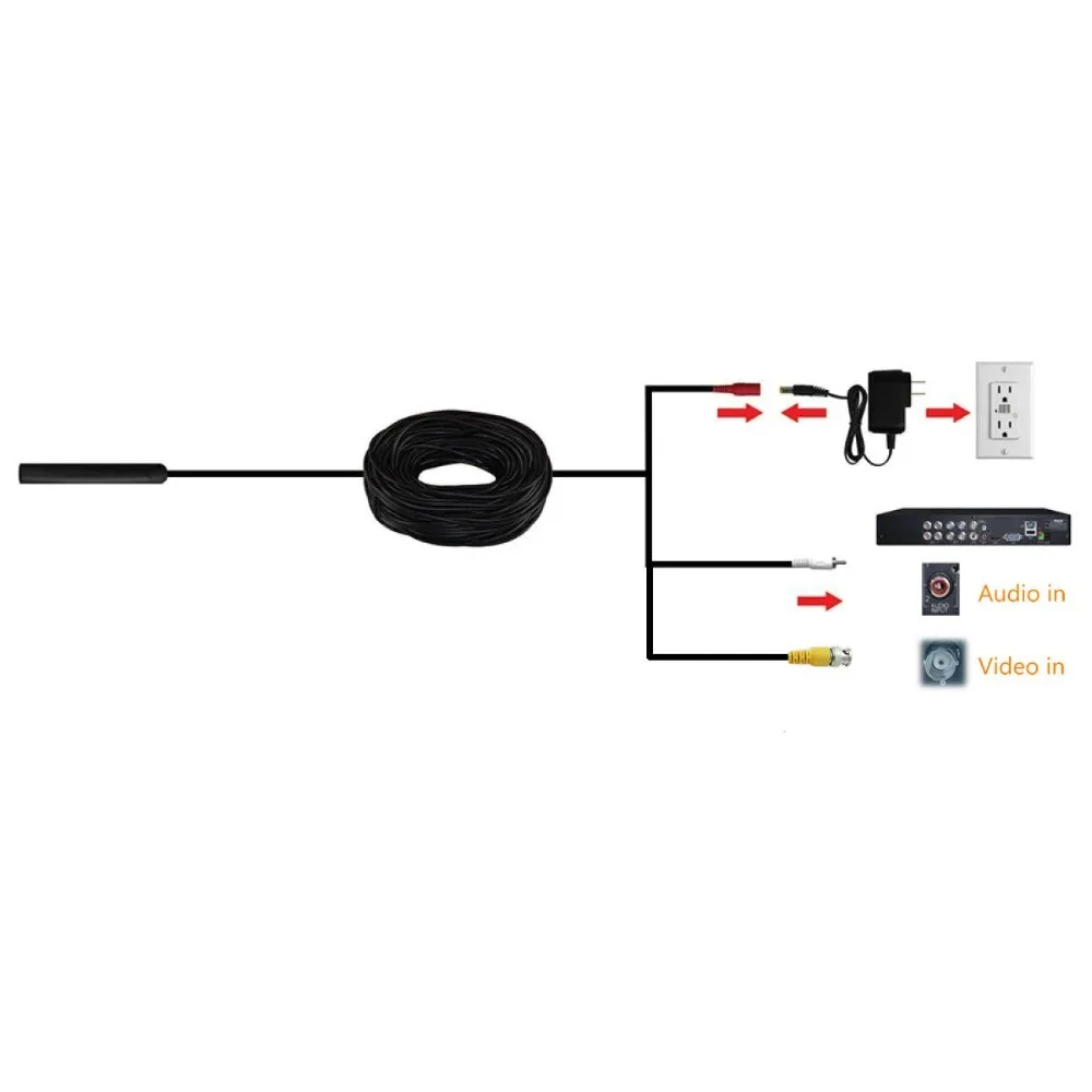 Высокочувствительный микрофон CCTV Микрофон для ip-камеры DVR NVR аудиоприёмник 152 см кабель с 1 Женский до 2 Мужской разветвитель питания