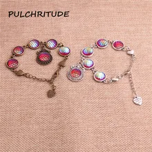 PULCHRITUDE, 2 шт./лот, металлический сплав, серебро, бронза, браслеты на цепочке, рыбья чешуя, винтажные ручные браслеты, сделай сам, изготовление ювелирных изделий c2082