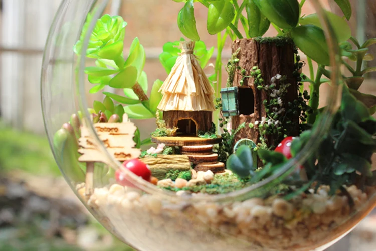 Diy Кукольный дом мини стеклянный шар модель строительные наборы ручной работы деревянный Миниатюрный Кукольный домик игрушка Дети Рождественский подарок-эльфы из племени