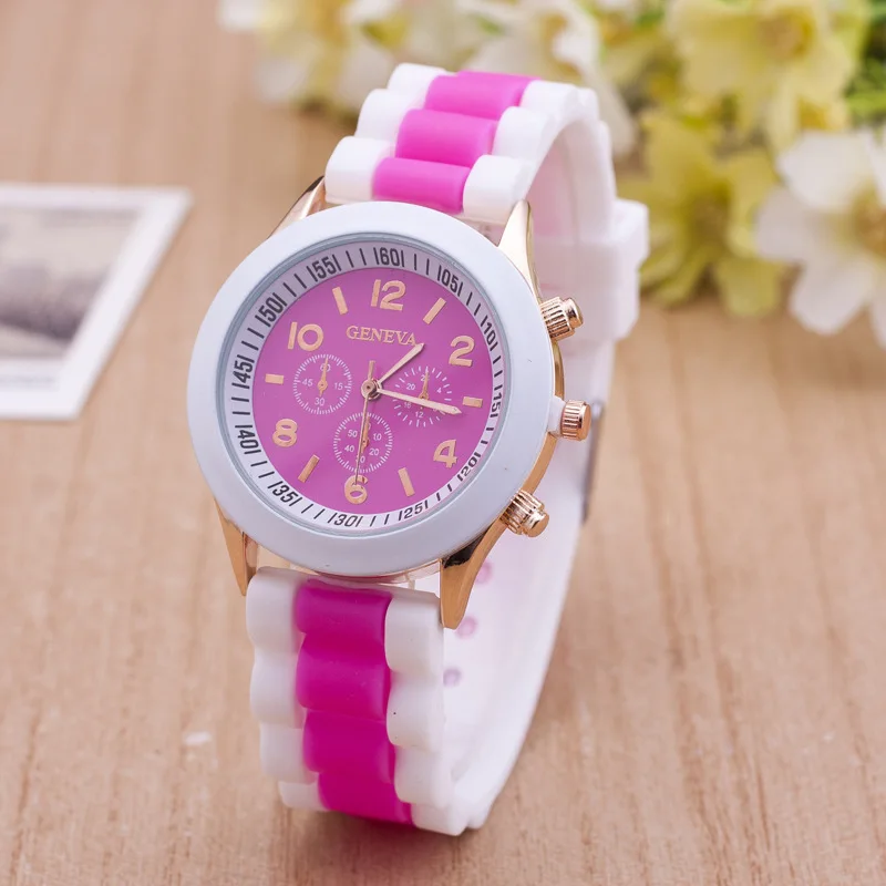 CAY Geneva часы Женские Классические Силиконовые кварцевые часы для женщин смешанные цвета платье браслет часы Relogio Feminino
