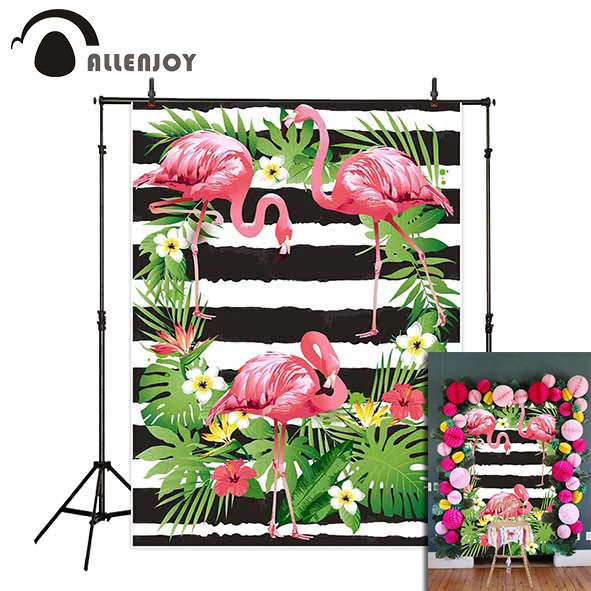 Allenjoy декорации с фламинго для фотосъемки черные акварельные полосатые летние фоны для фотосъемки на день рождения