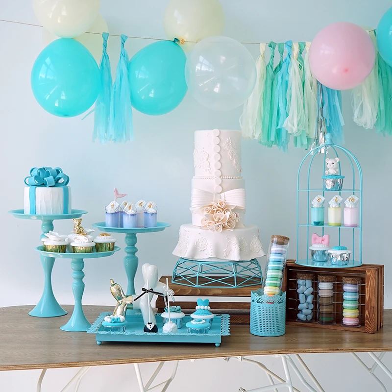 7 шт. синие подставки для пирога набор на день рождения мальчика держатель для кексов поднос Свадебный десертный стол pops вечерние поставщик