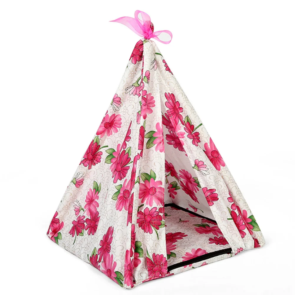 

34*34*40cm Pet Teepee Dog Cats Bed Chrysanthemum Triangular Portable Pet Tents Houses E2S