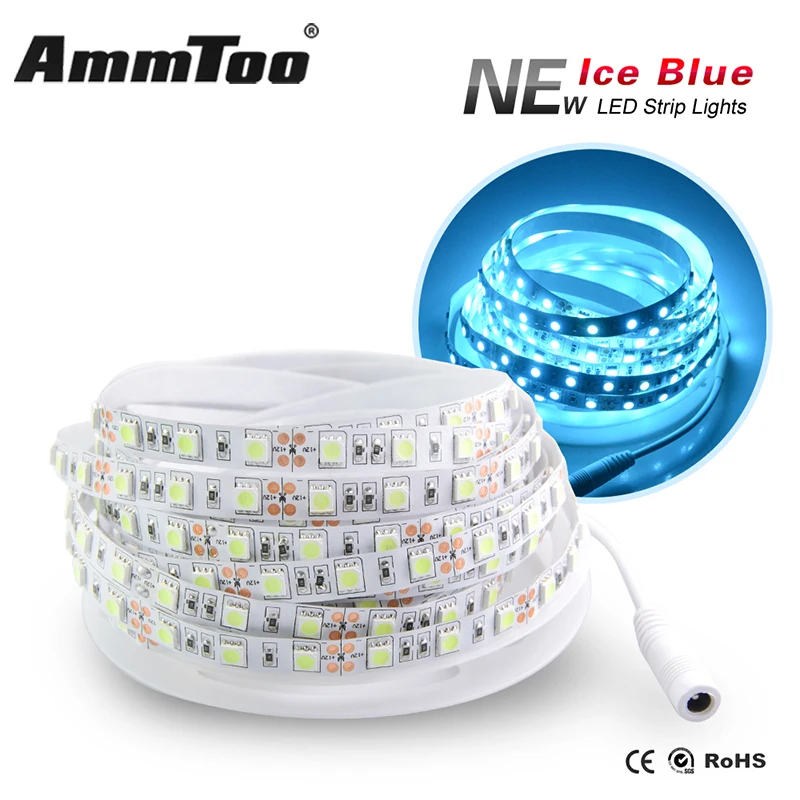 5050 Ice Blue LED Strip Non waterproof 5M 60Led/m Led Flexible Strip