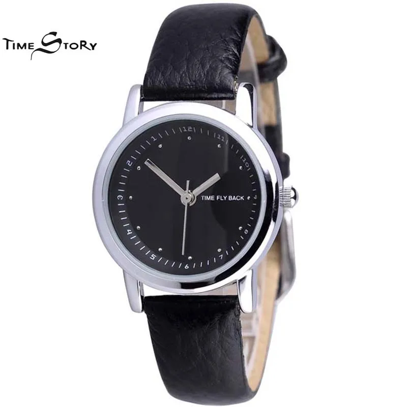 Brand TS Classic Casual Watch Women Anti clockwise Quartz Watch Ladies Dress Wrist Watches Leather Strap