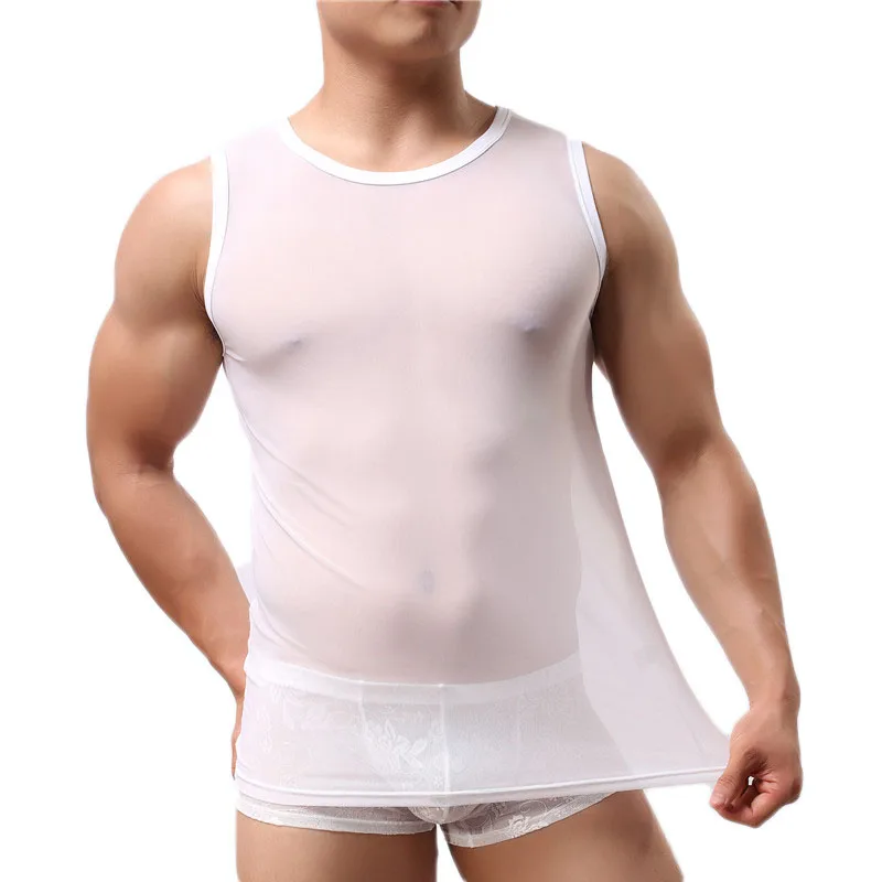 Man Spandex Undershirts Male Sexy Men Mesh Bodysuit Basic T Shirts Gay  Nylon Transparent Tops Underwear Undershirts Vest|Undershirts| - AliExpress
