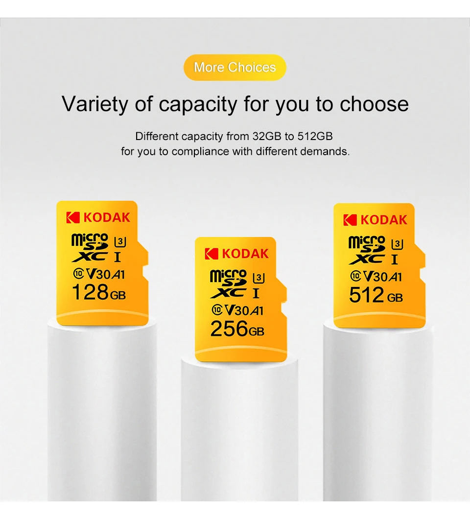 Kodak микро сд microsdxc 16ГБ 32ГБ 64ГБ 128ГБ сд карта U3 флеш TF карта памяти флешка на камера смартфон микро планшет видеорегистратор автомобильный