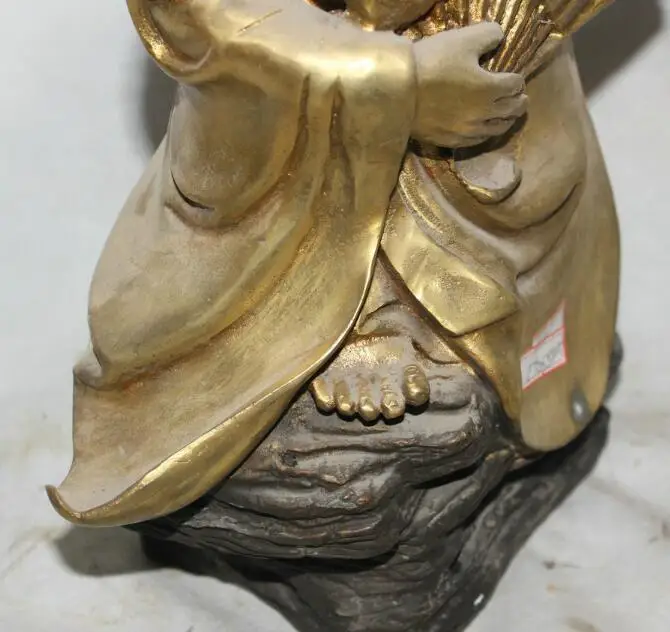 

S1525 14" China Buddhism Bronze Gild Seat Arhat Damo Bodhidharma Dharma Buddha Statue