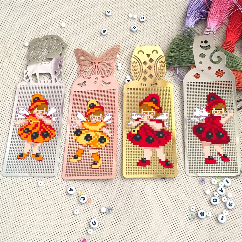 

DIY Craft Stich Cross Stitch Bookmark Metal Silver Golden Needlework Embroidery Crafts Counted Cross-Stitching Kit