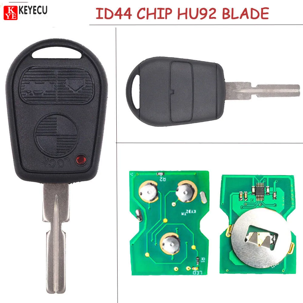 KEYECU Uncut Replacement 3 Button Remote Key 433MHZ/315MHZ With Chip ID44 For Old BMW 5 7 X5 X3 Z4 E38 E39 E46 HU58 Blade | Автомобили и