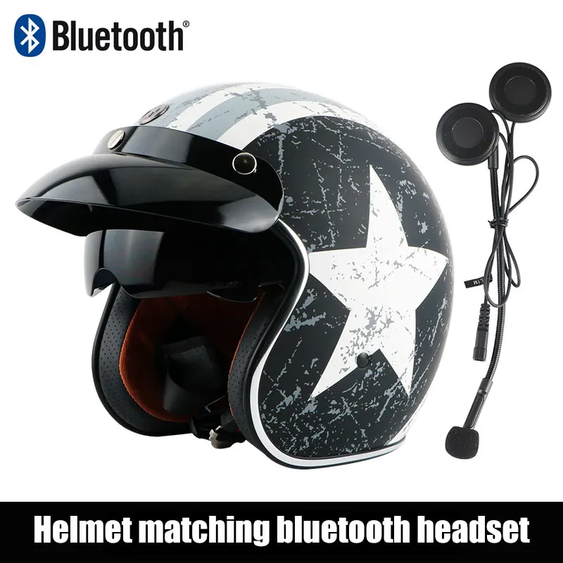 TORC moto шлем casco capacetes винтажные moto rcycle шлемы Модные Цветные moto rcross шлем телескопические линзы скутер шлем t57 - Цвет: with Bluetooth