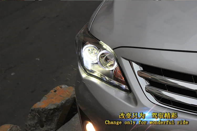 Автомобиль для toyota corolla фары Corolla фары 2011-2013 светодиодный направляющий DRL ангельские глазки H7 Биксеноновые линзы парковочная фара