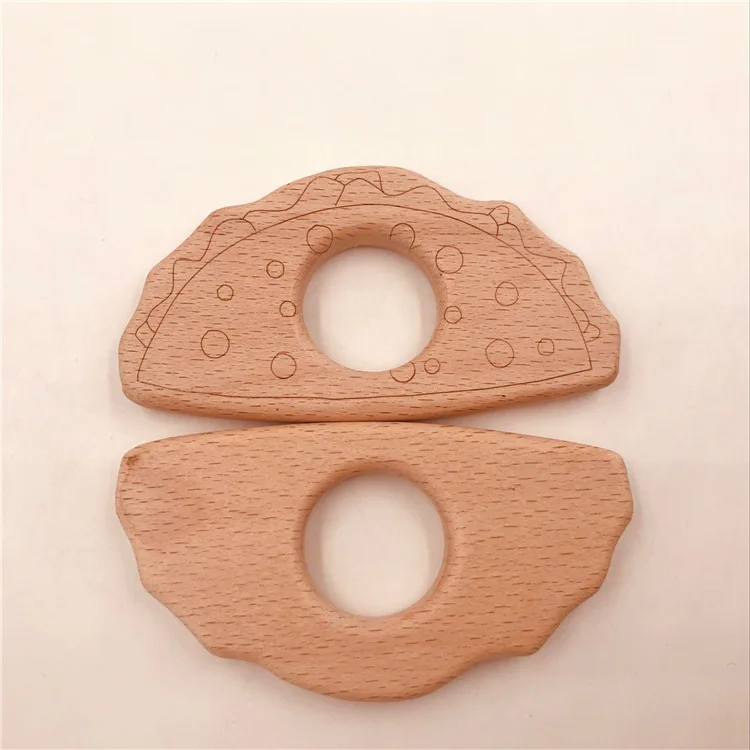 Tent Shape Safe Natural Wooden Animal Shape Ring Baby Nursing Teether Teething Toy Shower Gifts