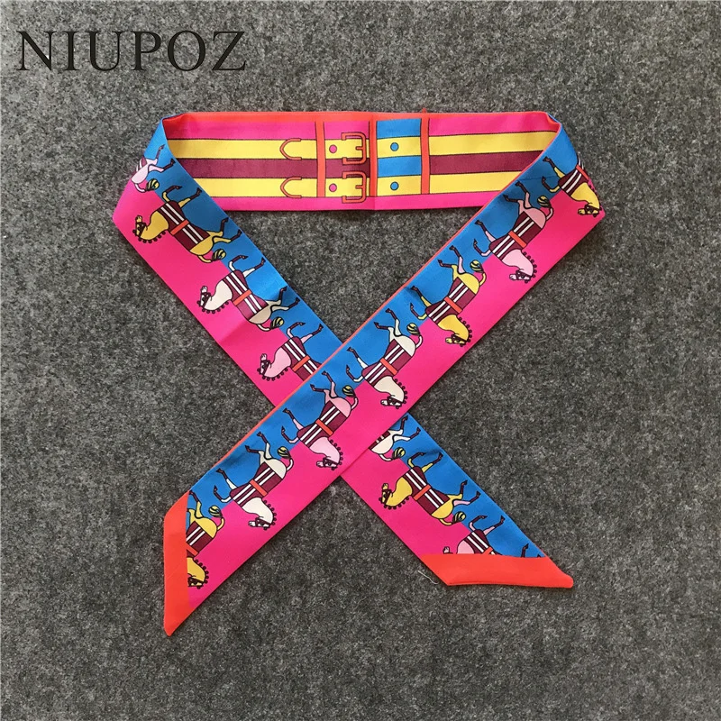 

2018 New Arrivals Bag Scarf Horse Print Silk Scarf Women Headband Small Bag Ribbon Fashion Hair Fashion Handbag Scarves Luxury