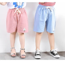 Летние детские шорты; хлопковые повседневные тонкие детские штаны до колена; Новинка года; пляжные брюки для мальчиков; шорты для девочек; Бриджи