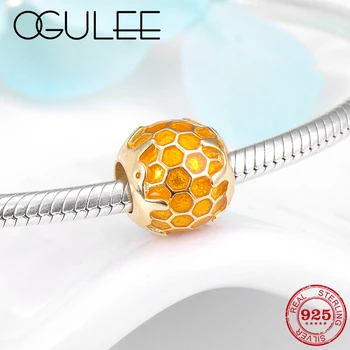 

Sweet Honey shape 925 sterling silver gold beads for bracelets bangles charms Fit Original Pandora Charm Bracelet Jewelry making