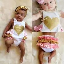 NEW ARRIVAL Newborn Infant Baby Girl Love Romper Playsuit Ruffle Jumpsuit Sunsuit Clothes USA