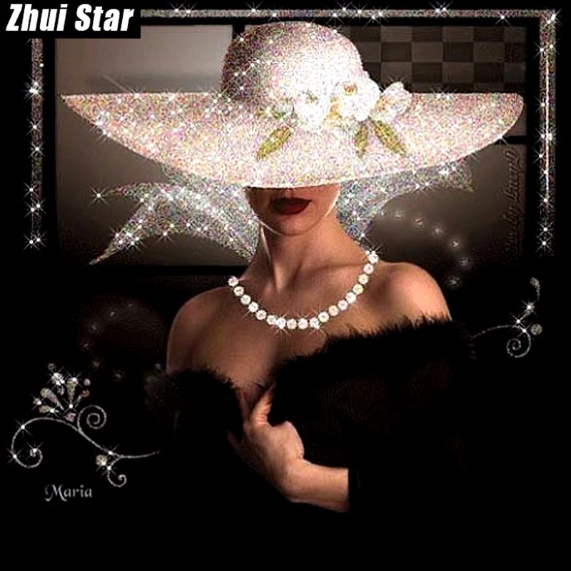 Zhui Star Full Square Diamond 5D DIY алмазная живопись &quotшляпа красоты&quot вышивка крестиком