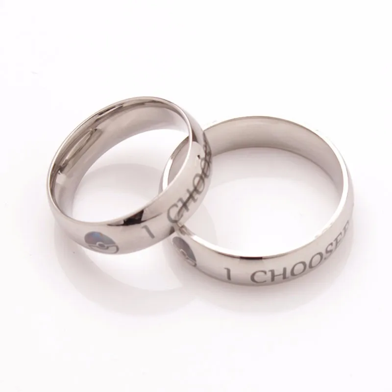 Couples Stainless Steel Rings Promise Ring For Pokemon Fans Man Woman Jewelry
