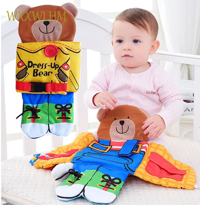 

Bear clothing zipper button three-dimensional cloth book baby multi-purpose baby puzzle cloth book stuffed plush baby toys