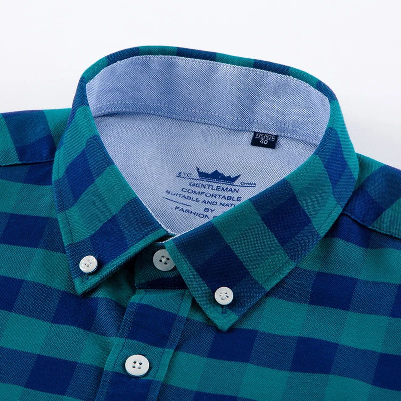 LANGMENG 2018 100% Cotton Striped Oxford Dress Shirt Men High Quality Mens Long Sleeve Slim Fit Casual Shirts Brand Clothing