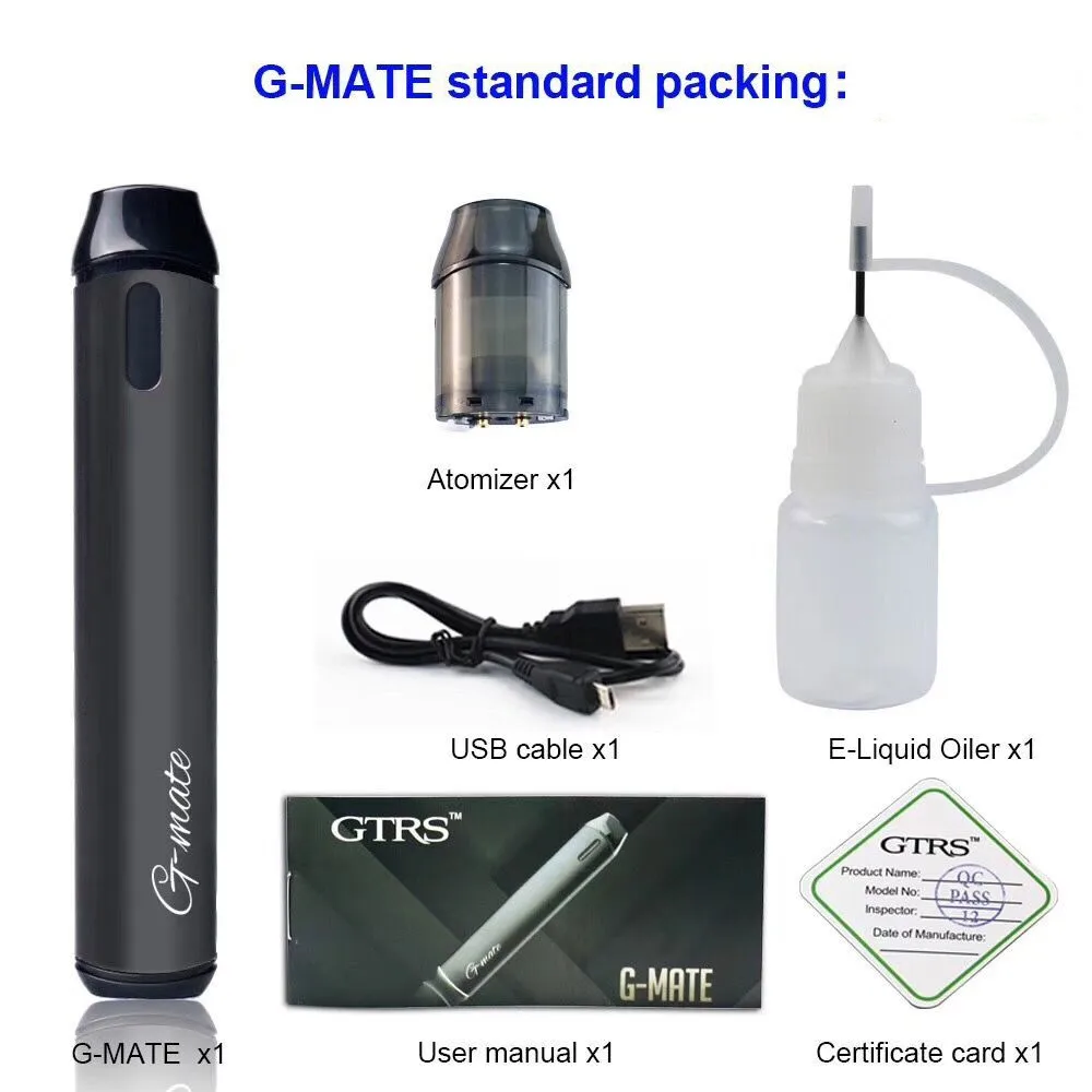 

Original GTRS G-MATE Pod Mod Vape Kit Inventive Curve Mode Electronic Cigarette Vaporizer with Refill Cartridge 400mah Battery
