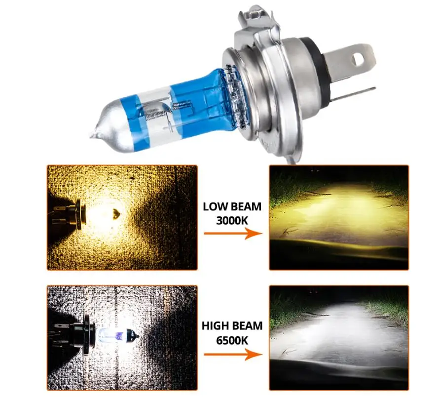 Foxcnsun 1 шт. супер белая галогенная лампа H4 H7 12 В 55 Вт 100 Вт 4300 К 2700 к 6500 к кварцевое стекло автомобильный головной светильник лампа мотоциклетный светильник - Испускаемый цвет: Two-color light-55W