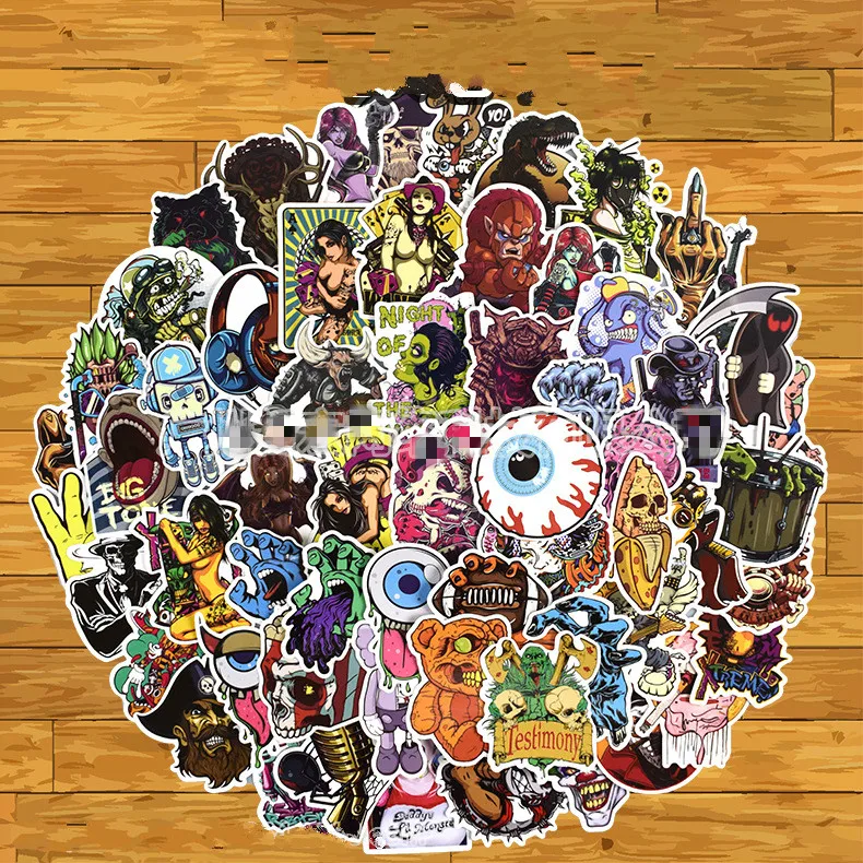 Horrible eyes 100pcs / pack Fashion Graffiti Style Adhesives for Motorcycle Car and Cool Laptop Suitcase Skateboard Decals | Дом и сад