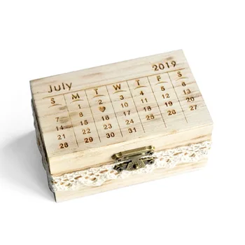 

Customized Rustic Wedding Ring Box,Engraved Wooden Ring Bearer Box,Calendar Ring Holder,Engagement Jewelry Box