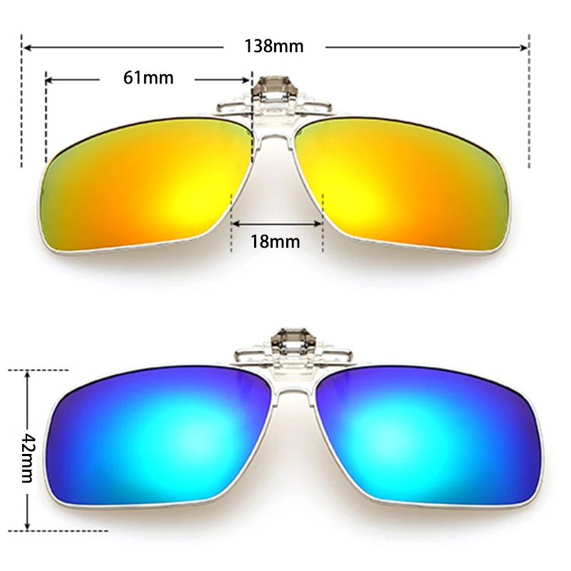 Зажим на Ночное видение вождение автомобиля очки для близоруких Myope солнцезащитные очки Polaroid флип-клип небольшой зеркальные очки-авиаторы, красочные UV400