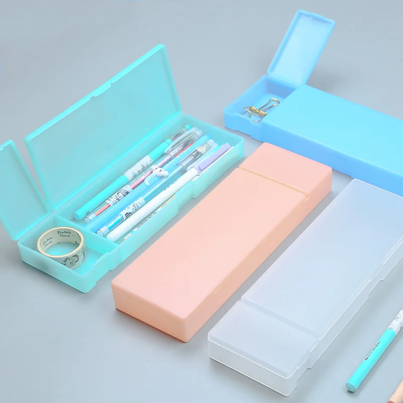 

Creative Stationery Translucent Pure Pp Stationery Box Large Capacity Multifunctional Student Pencil Box Gift