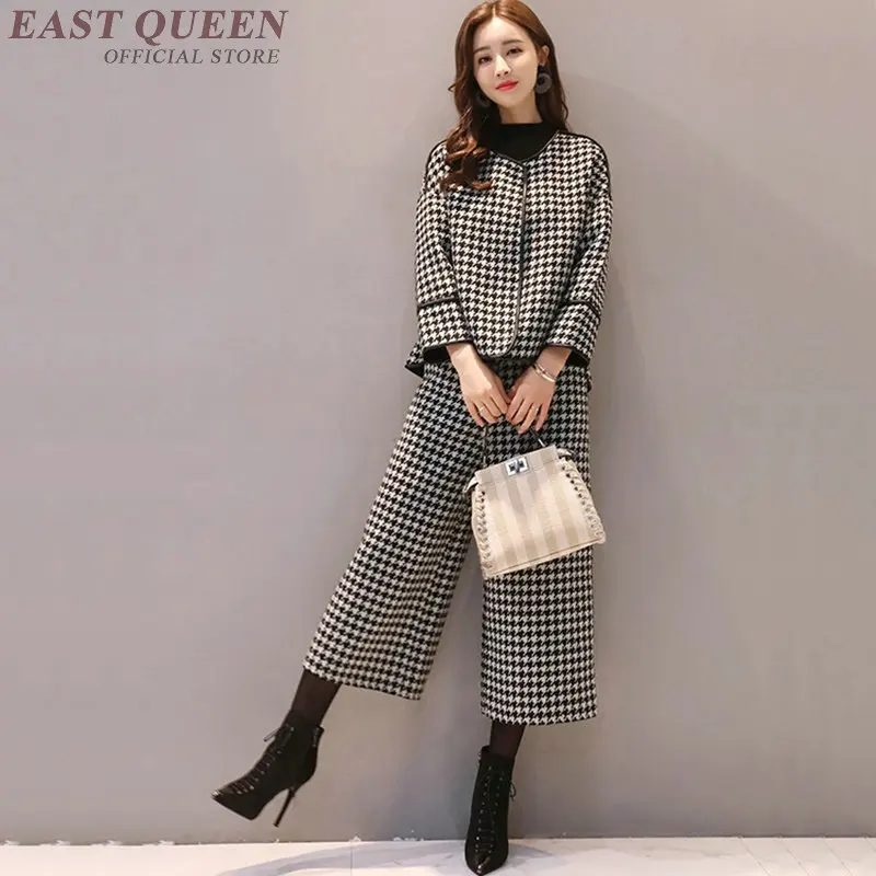 2018 Deux Ensembles Vêtements Carreaux Femmes Y 1 À Féminins Aa3138 Costume Pièces Tailleur Pantalon Dames Tartan pantalon gHttxw