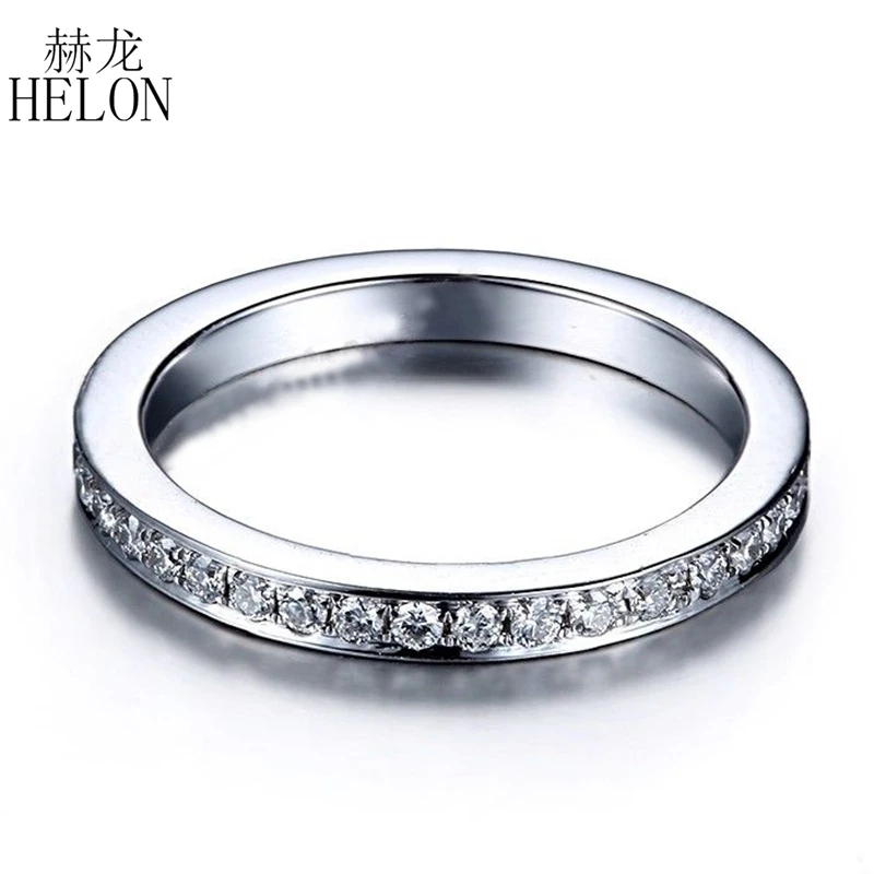 

HELON Fine 0.4ct Brilliant Genuine Natural Diamonds Solid 10K White Gold Engagement Wedding Ring Band For Women Jewelry Setting