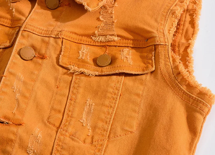 orange denim vest