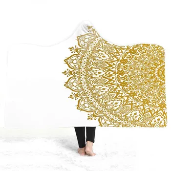 

Hooded Blanket Cloak Thickened Double-Layer Plush Warm Blanket Home Tapestry 3D Digital Printing Map Series For Adults Youth