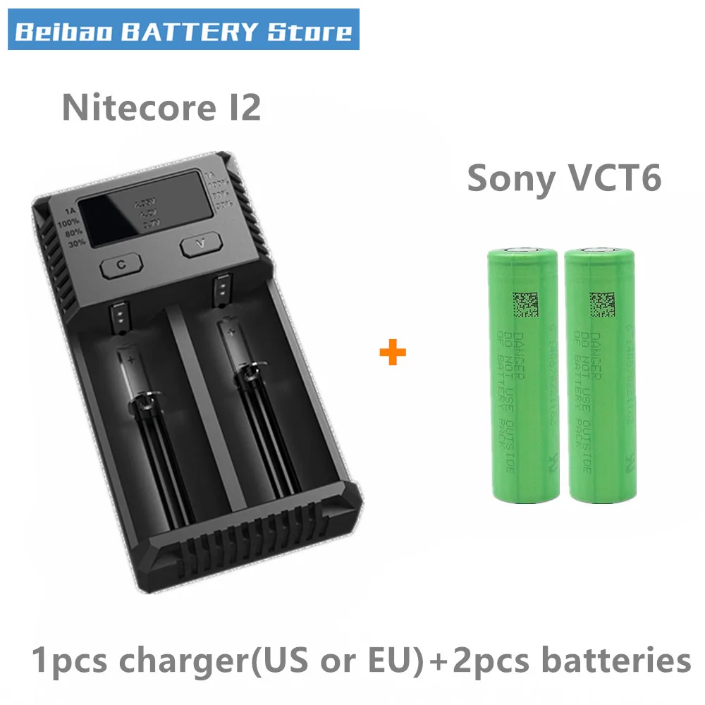2 шт. для Sony US18650VTC6 VTC6 3120 мАч 30A IMR 18650 перезаряжаемая батарея с Nitecore новинка
