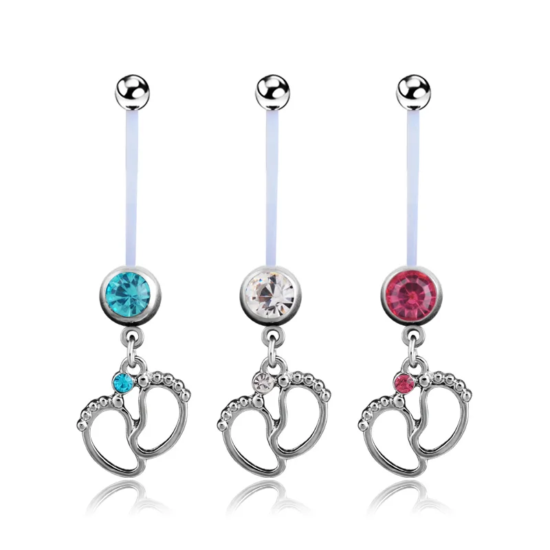 Flexible Pregnancy Maternity Navel Belly Ring body piercing Zircon bar