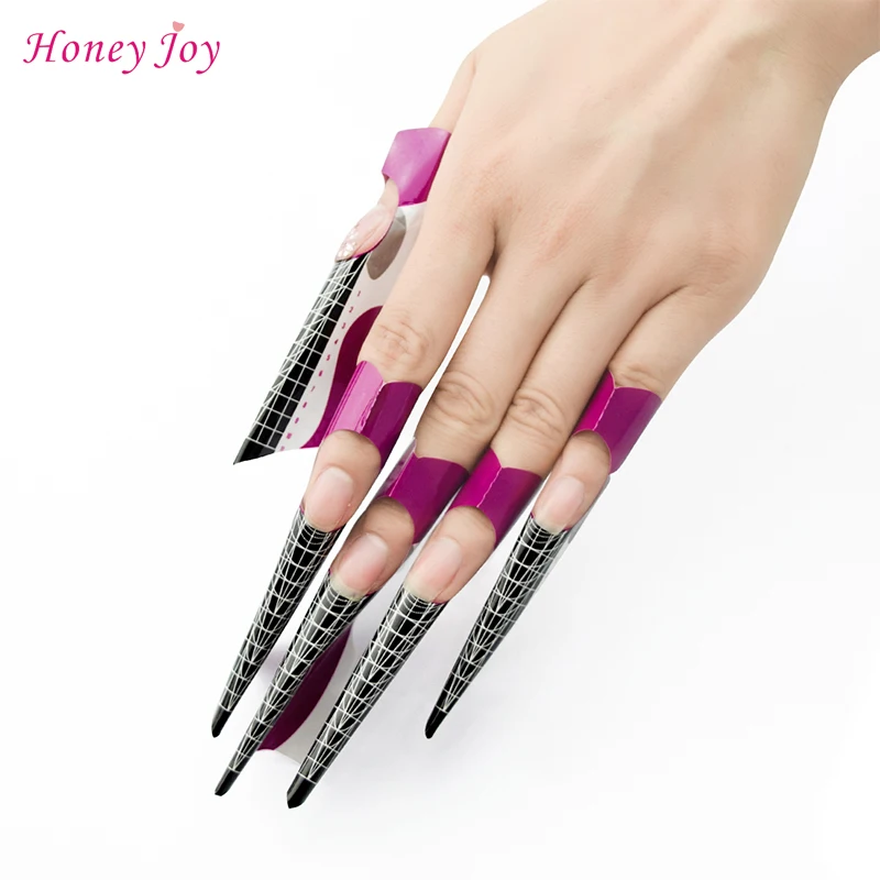 100 шт Профессиональный стилет для ногтей акриловая кривая для ногтей УФ-гель для наращивания ногтей направляющая Форма для ногтей самоклеющаяся наклейка