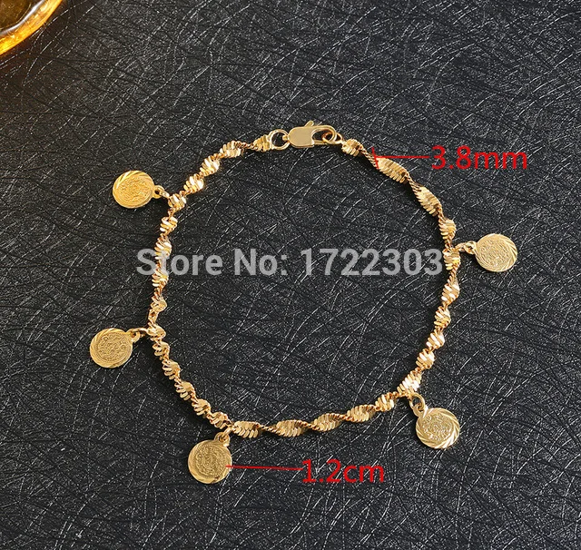 

21CM Ethlyn Coin Bracelet for Women Islam Muslim Arab Coin Money Sign Gold Middle Eastern Jewelry Bangle Metal Coinkid anklets