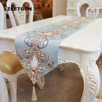 

European Style Luxurious Table Runner Noble Tablecloth Long Mats for Wedding Party Decor / Home Supplies Placemat Hotel Bed Flag
