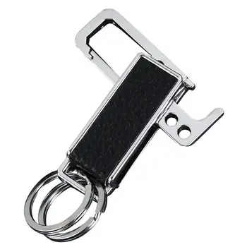 

Car Keychain Leather Metal Waist Buckle Key Chain Key Ring Holder Keyring Rotatable Bottle Opener Tool