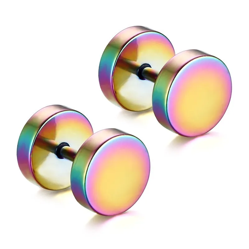 Meaeguet, трендовые круглые серьги-гвоздики, простые золотые штанга нержавеющая сталь, серьги для женщин и мужчин, вечерние ювелирные изделия - Окраска металла: Rainbow