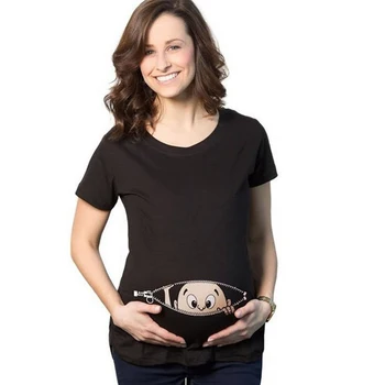 

2018 Summer Pregnant Maternity T Shirts Shorts Funny Printing Cotton Casual Pregnancy Clothes For Women Marternity Clothing