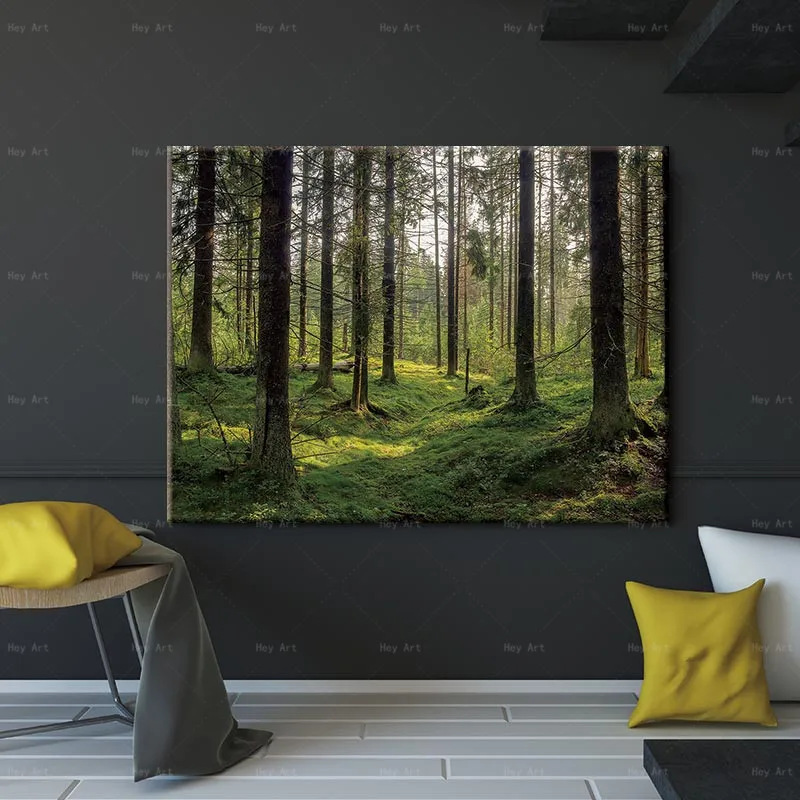 Скандинавский лесной пейзаж, настенный арт, холст, плакат и печать, холст, живопись, декоративная картина для гостиной, домашний декор