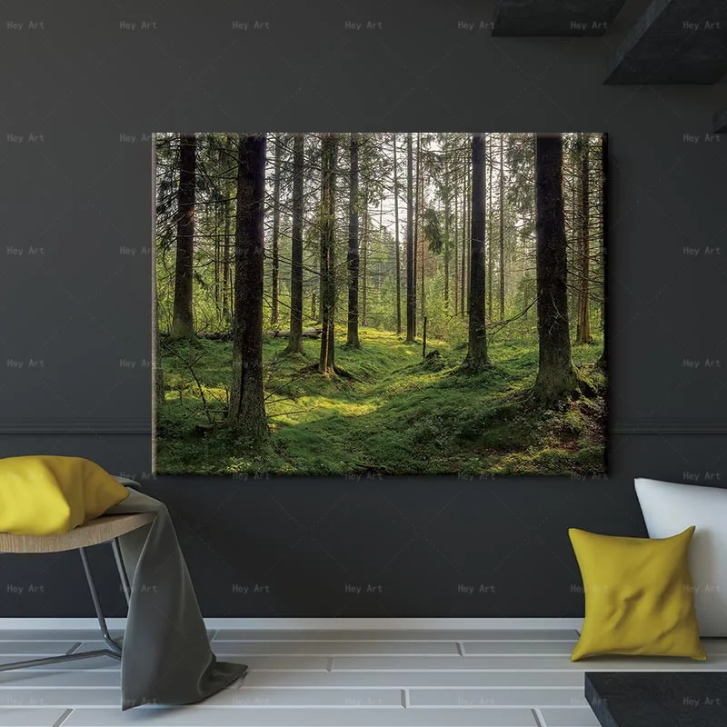 

Nordic Forest Landscape Wall Art Canvas Poster and Print Canvas Painting Decorative Picture for Living Room Home Decor